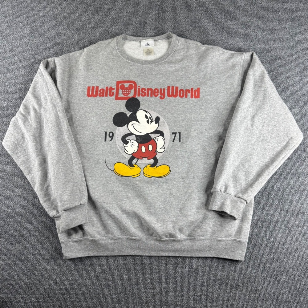 Disney World Mickey Mouse Sweatshirt XXL Gray Pullover‎ Vintage Style 1971